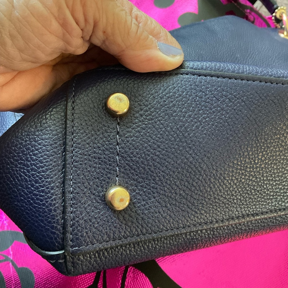Coach Pebble Leather Clarkson Hobo Navy Blue Shoulder/Crossbody Bag Aprox 10x15 - Picture 6 of 12